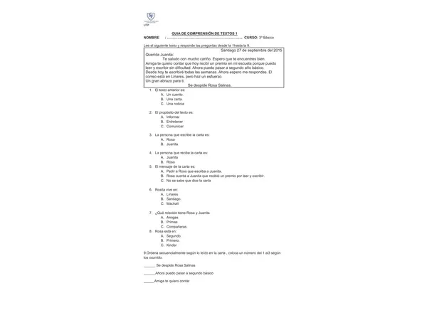 Guia tipo Simce lenguaje 2° a 4° básico