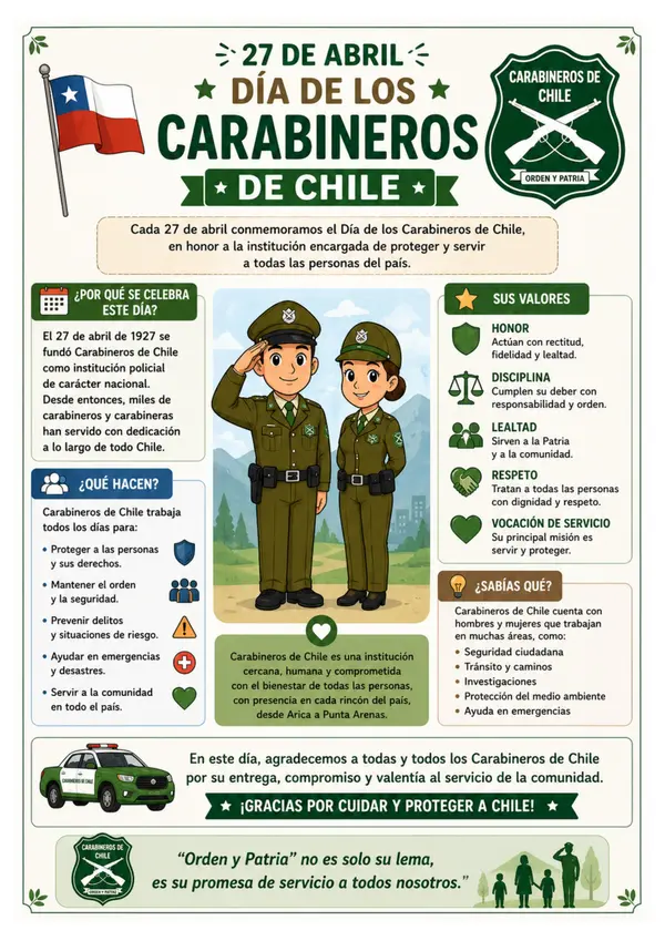 Cartel o Poster "Día de los Carabineros de Chile"