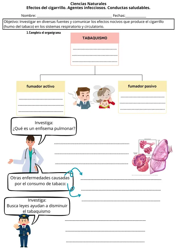 Tabaquismo, Ciencias Naturales 5° básico