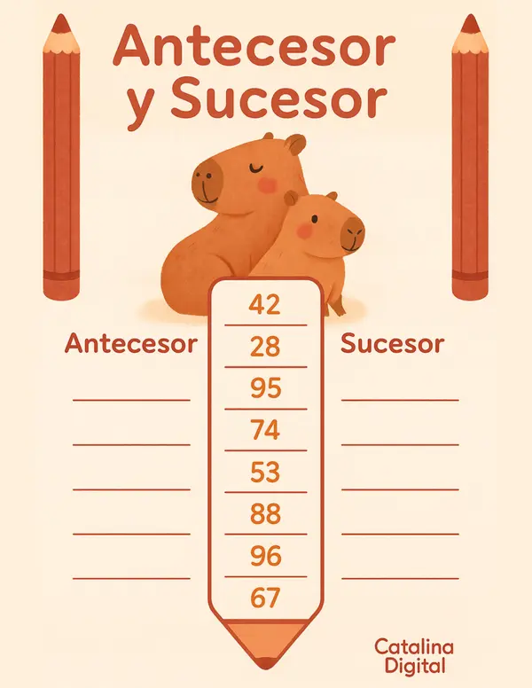 Actividad Matemática: Antecesor y Sucesor con Capibaras 🧮🦫