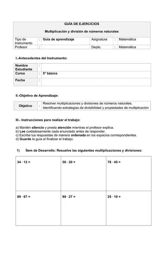 Multiplicación y división