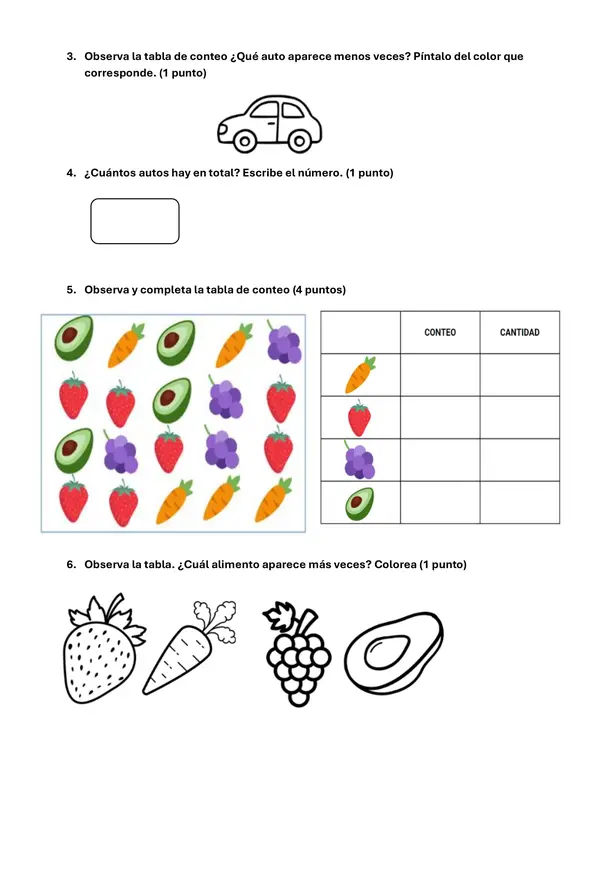 EVALUACIÓN DE CONTEO PICTOGRAMA 