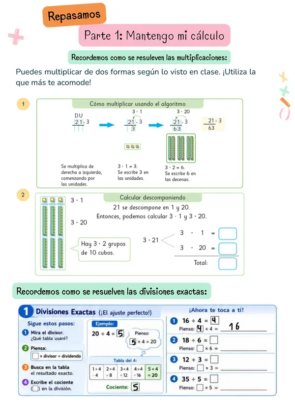 Cuadernillo de repaso matemáticas 4to básico