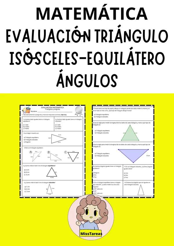 Prueba triángulos isósceles, equiláteros y ángulos | Matemática