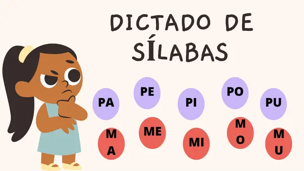 DICTADO SÍLABAS PA, PE, PI, PO, PU, MA, ME, MI, MO, MU