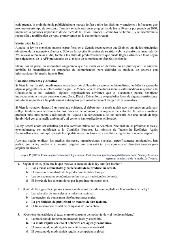 Prueba de contenidos: Análisis crítico del discurso (tipo paes)