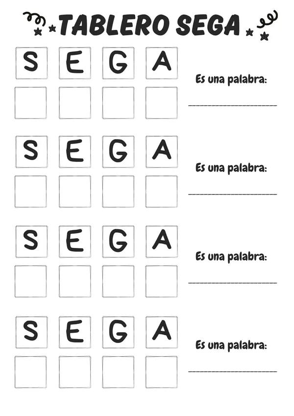 TABLERO SEGA - Clasificación de palabras según su sílaba tónica