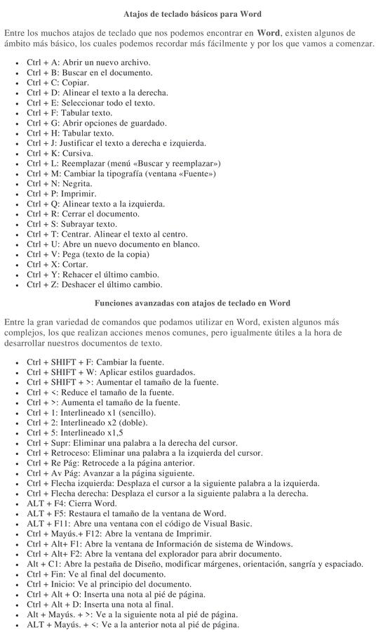 Atajos de Teclados