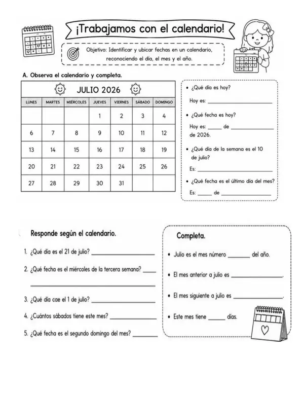 Uso del calendario es situaciones de la vida cotidiana