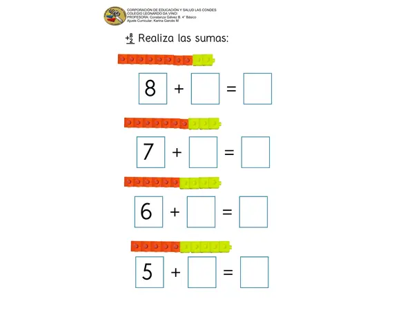 Sumas hasta 10 con apoyo pcitográfico"