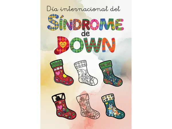 Pack Inclusivo: Calcetines para colorear - Día del Síndrome de Down (Bluey, Sonic y más)