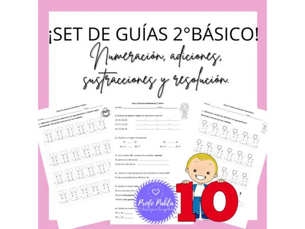 "Set de guías 2do básico" Numeración, adiciones, sustraciones y resolución