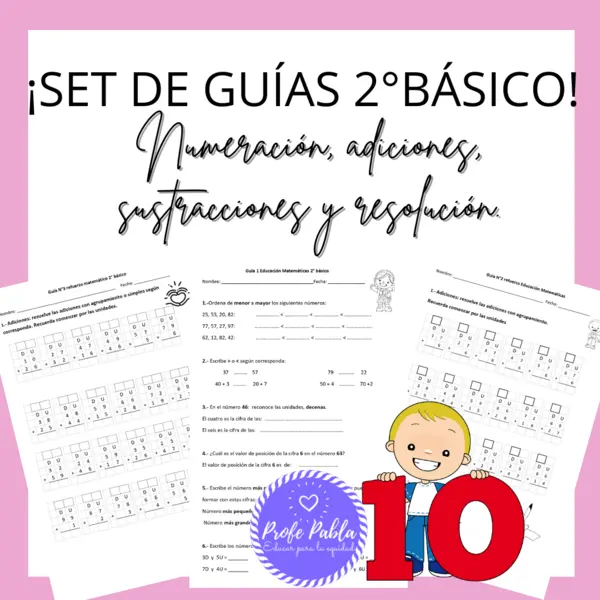 "Set de guías 2do básico" Numeración, adiciones, sustraciones y resolución