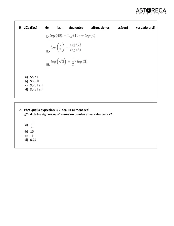 Ensayo simce, matemáticas, 2do año medio III
