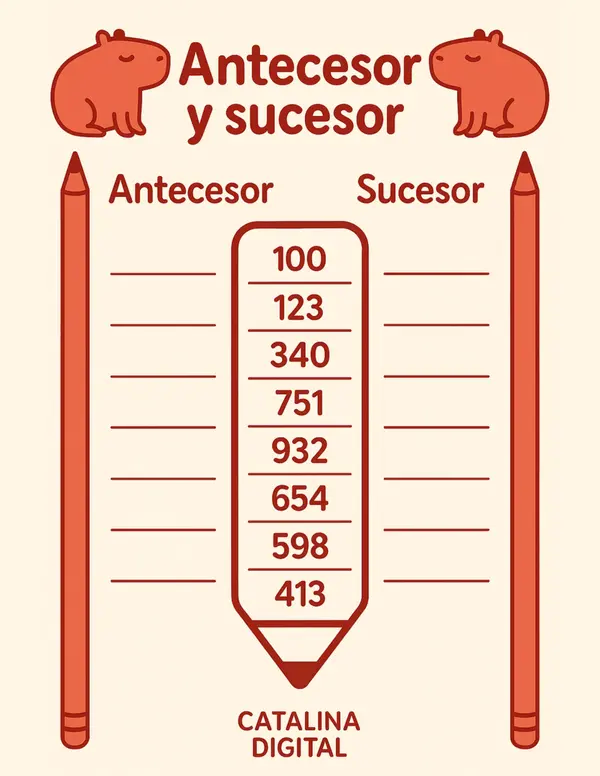 Actividad Matemática: Antecesor y Sucesor con Capibaras 🧮🦫