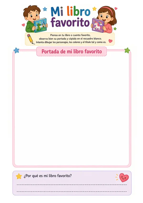 Actividad Mi libro favorito | Ficha dibujar portada - Día del libro - 23 de abril