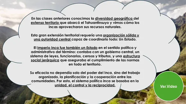 Organización social, política y funcionamiento del Estado Inca