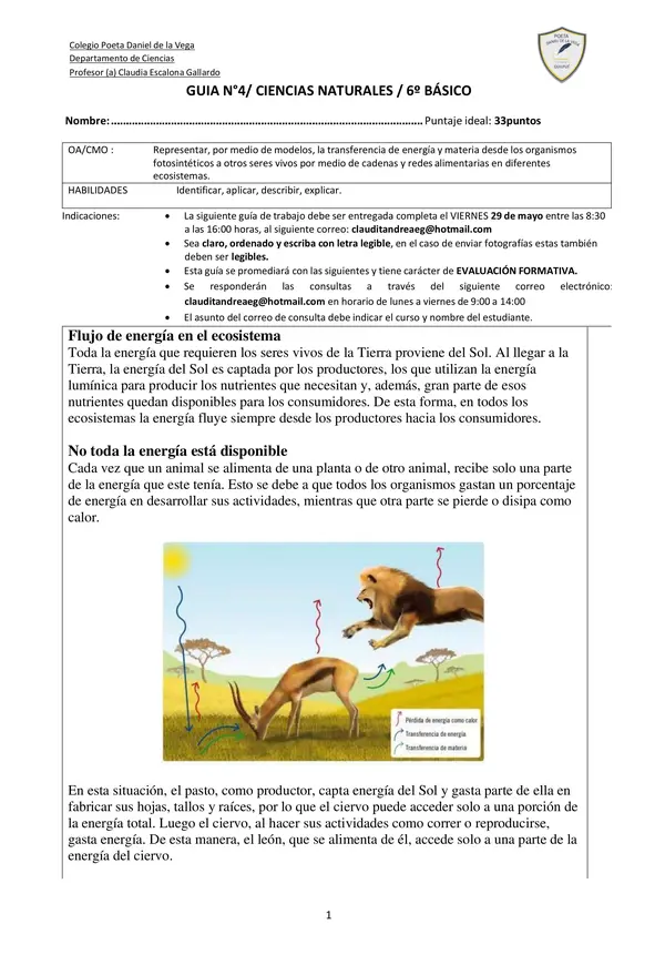 evaluacion seres vivos