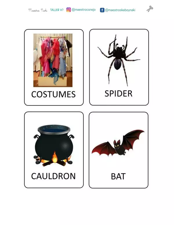 Flash cards Halloween (palabras en inglés)