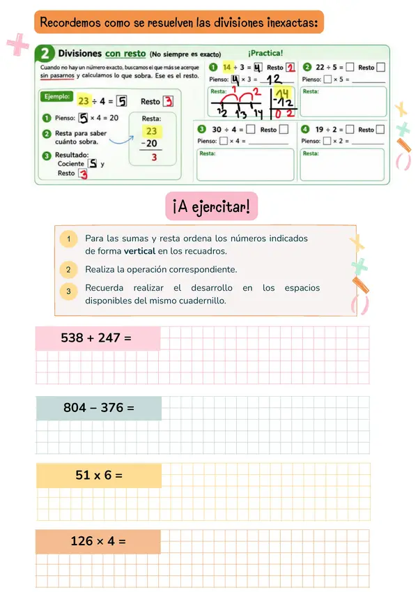 Cuadernillo de repaso matemáticas 4to básico