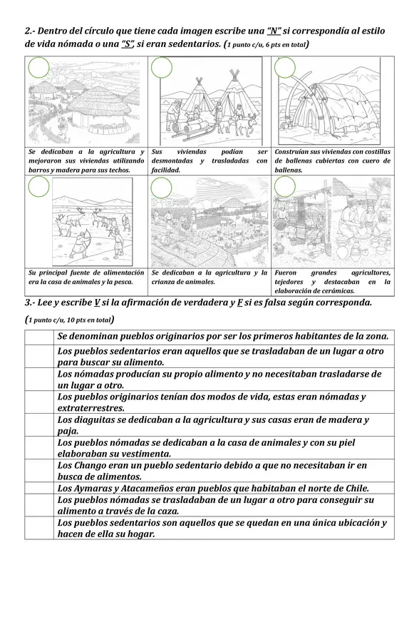 PRUEBA DE HISTORIA Y GEOGRAFÍA UNIDAD N° 2 “PUEBLOS ORIGINARIOS DE CHILE, NÓMADAS Y SEDENTARIOS”