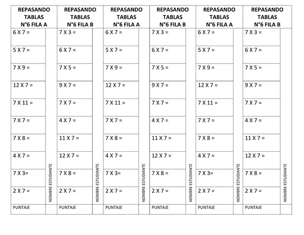 tabla de multiplicar 7