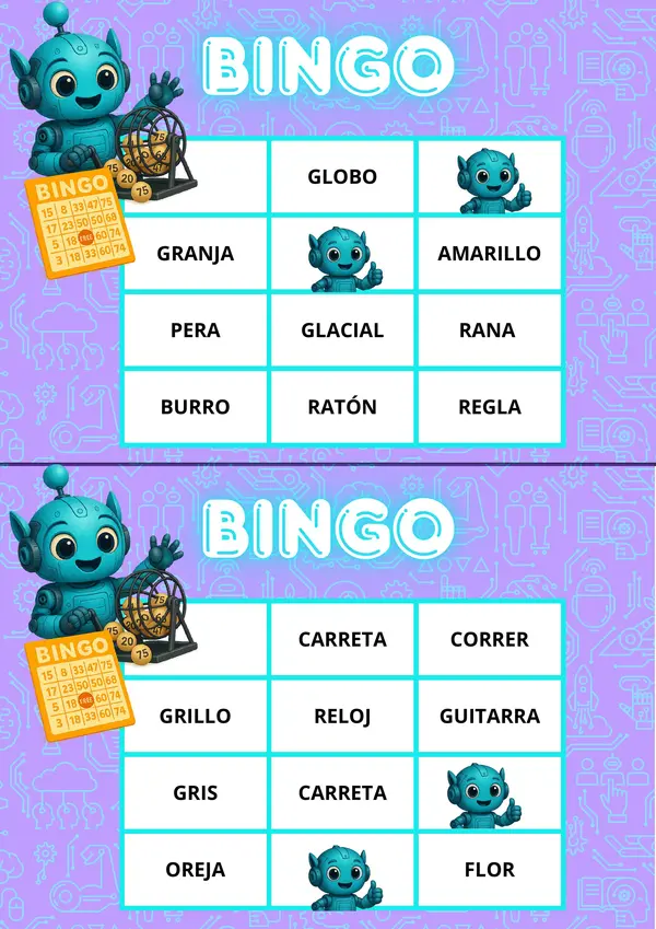 BINGO FONÉTICO EDITABLE: GR, GL y R