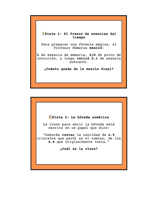 Pistas - Busqueda del tesoso profesor Numerus