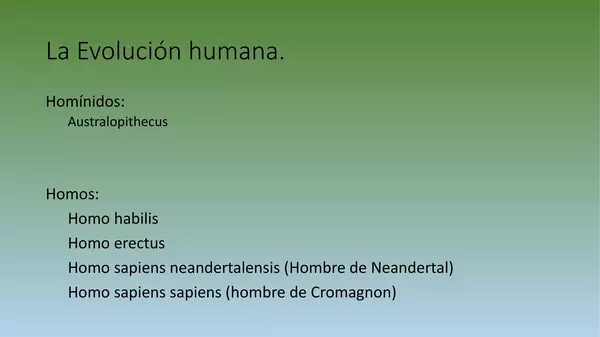 presentacion la Evolucion del hombre, septimo basico, historia