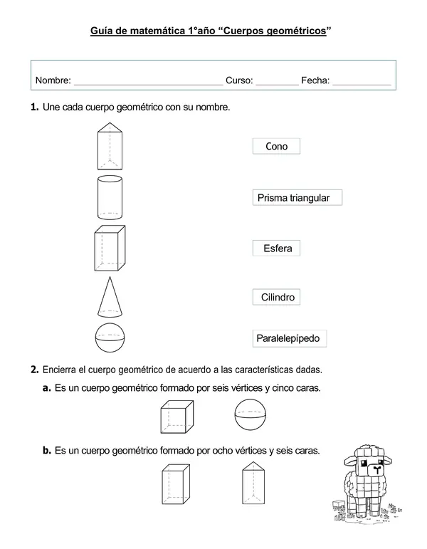 Guía 1° año "Cuerpos geométricos"