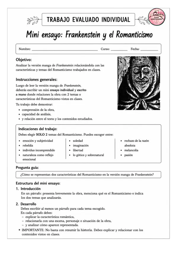 Evaluación plan lector manga Frankenstein