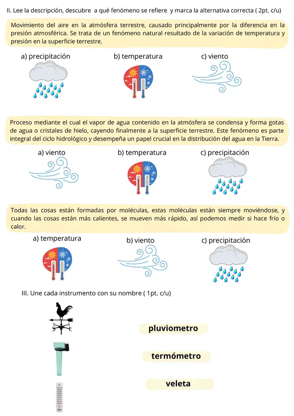  Evaluación de Ciencias Naturales: Tiempo Atmosférico