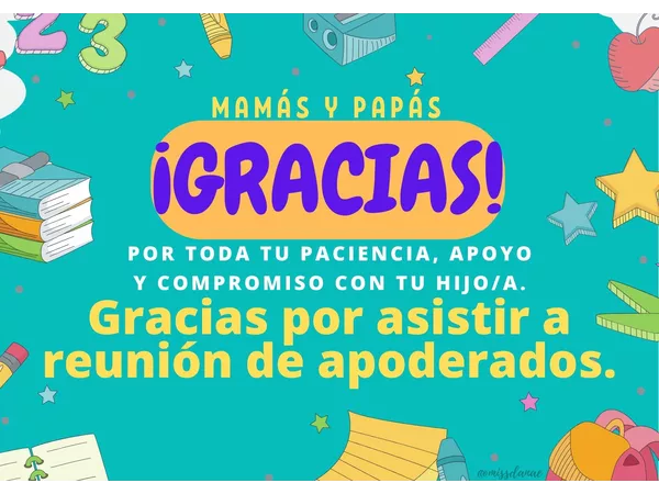 Mensaje de agradecimiento para PADRES post reunión de apoderados 