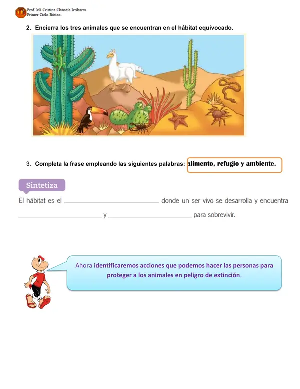 Guía de Ciencias Naturales "Proteger a los animales en peligro de exrinción".