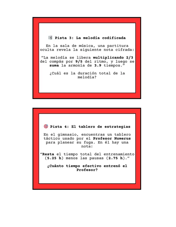 Pistas - Busqueda del tesoso profesor Numerus