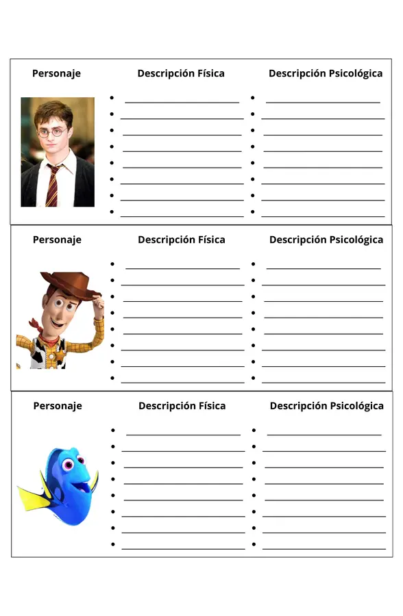 FICHAS DESCRIPCION PERSONAJES