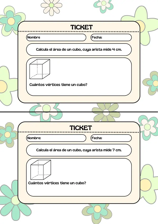 Ticket de área de cubo