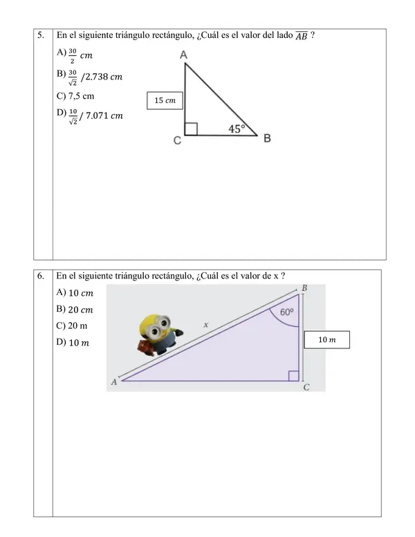 Evaluación trigonometría segundo medio 2da forma