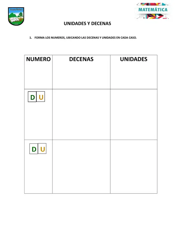 REPRESENTA UNIDADES Y DECENTAS PARA RECORTAR
