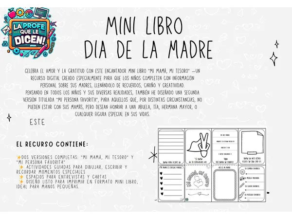 Celebra a mamá con este entretenido minilibro. 