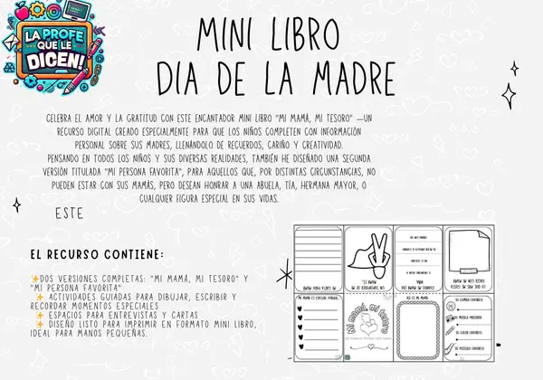 Celebra a mamá con este entretenido minilibro. 