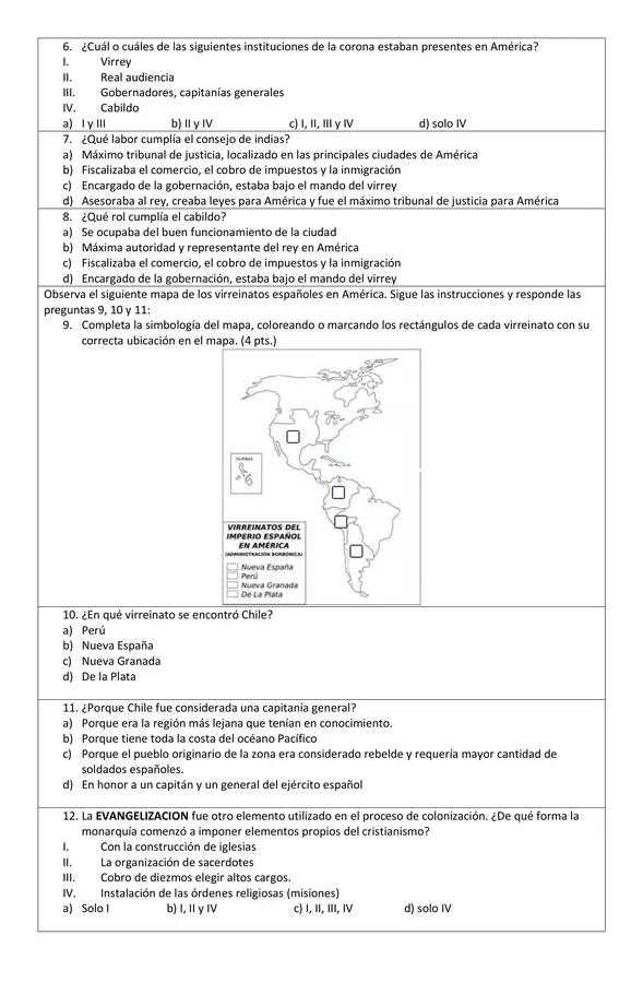 Prueba Unidad 2 Historia