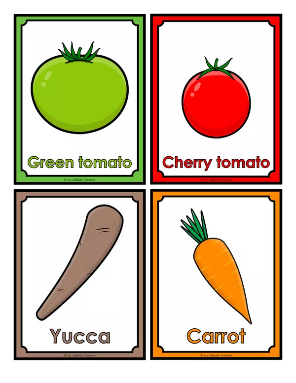 Flash Cards Vegetables Food Tarjetas Verduras