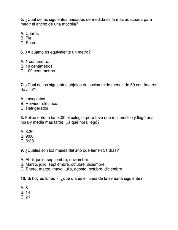 Evaluación de matemática Segundo semestre, 2° año básico. (tipo simce)