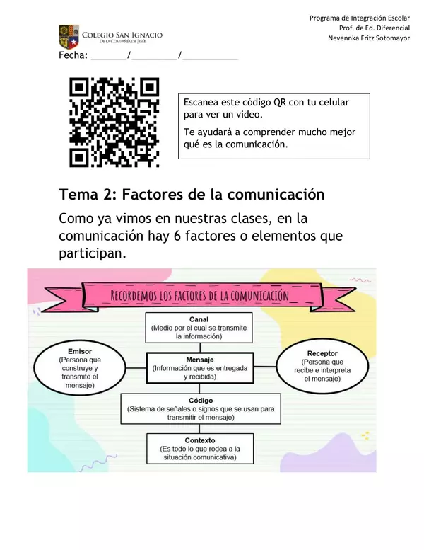 Cuadernillo de actividades FACTORES Y FUNCIONES DE LA COMUNICACIÓN
