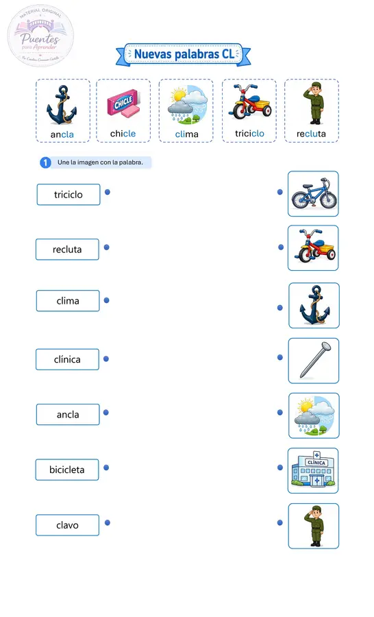 Guía de Grupos Consonánticos CL y CR | 1° Básico | Lectoescritura y Comprensión Lectora (PDF)