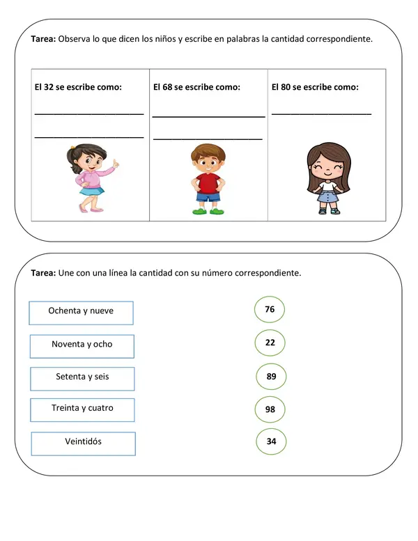 Mini tareas matemática 2° básico