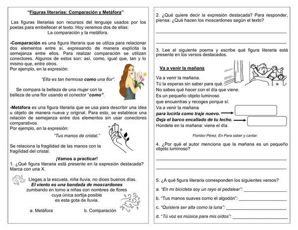 Guía "Comparación y metáfora" 4° año básico