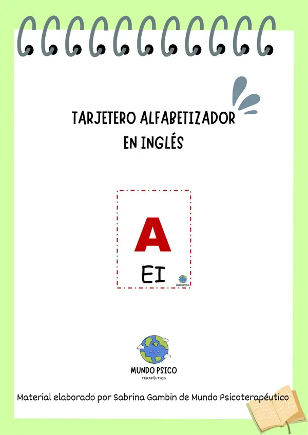 Tarjetero alfabetizador en inglés 
