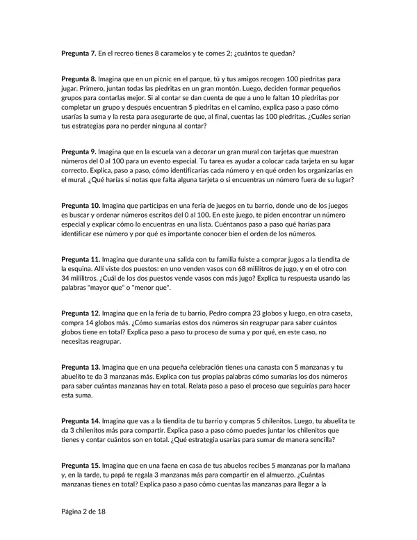 Prueba de adición y sustracción de números naturales menores que 100 